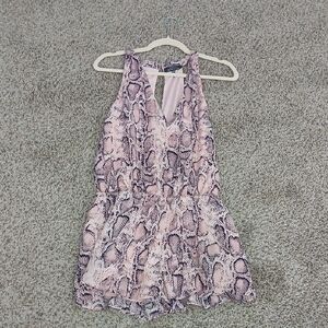 Halter Romper Pink Blush and Black Snake Print